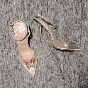 Aldo Clear Iridescent Heels with Butterfly Detail